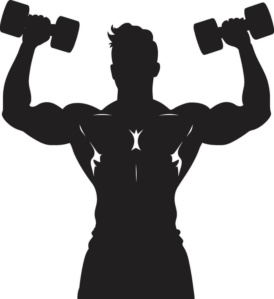 fitnessfusion nero manubrio logo vettorevitalità uomo allenarsi icona design vettore