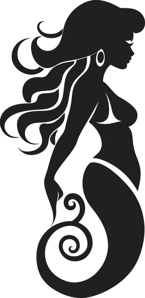 sirena silhouette nero sirena logo oceanico ossidiana vettore sirena icona