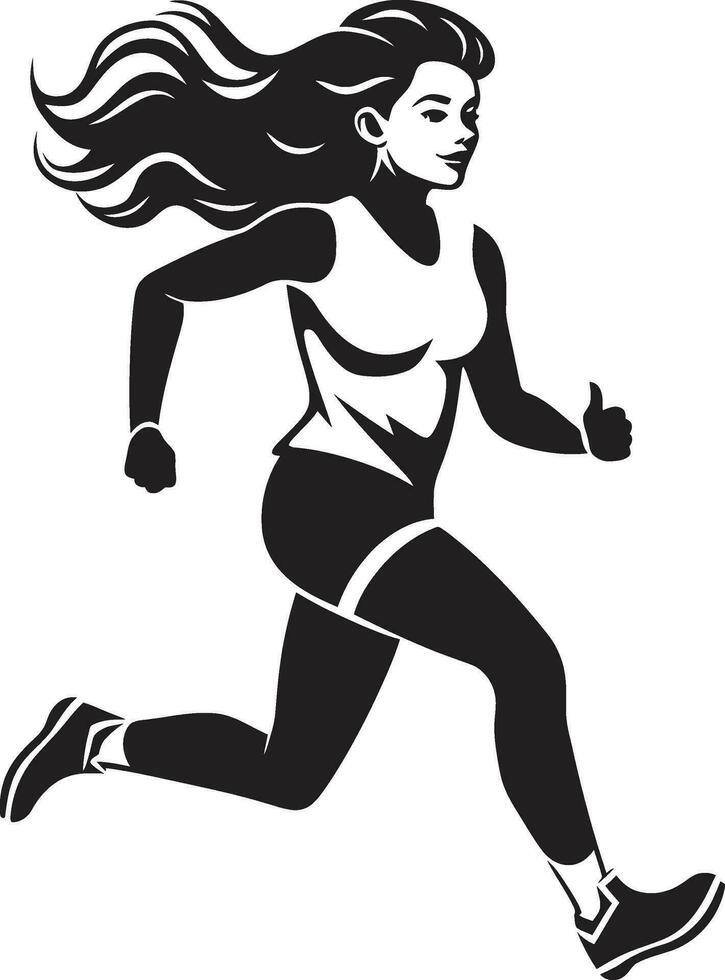 elegante sprint vettore icona di un' nero donna in esecuzione fluido eleganza nero vettore logo per in esecuzione femmina