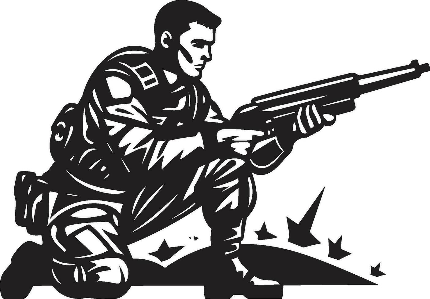 esplosivo difensore nero vettore soldato razzo icona razzo furia soldato licenziare nel nero vettore logo