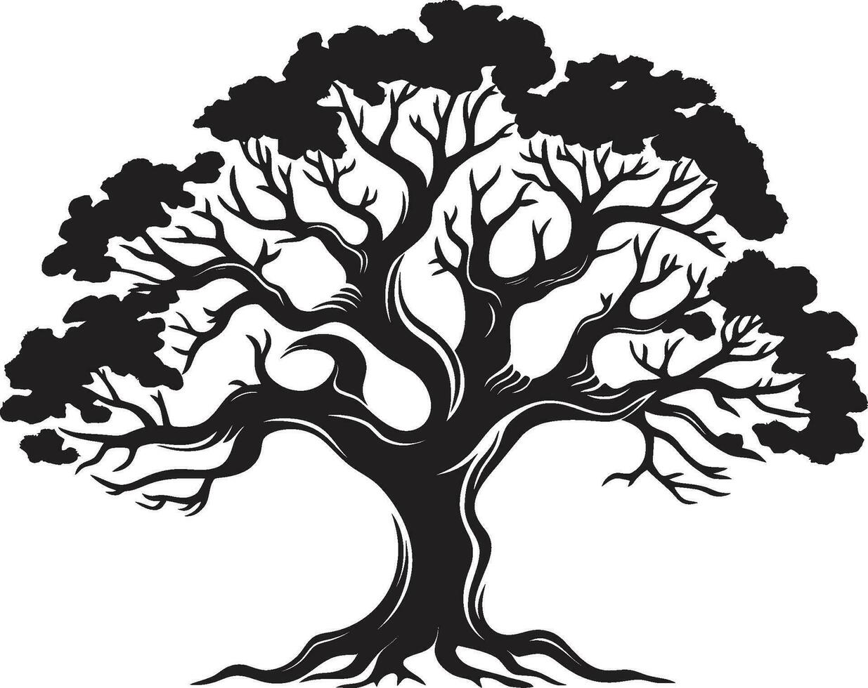 sussurrando boschi nero vettore albero marchio silvestre maestà albero nero vettore logo
