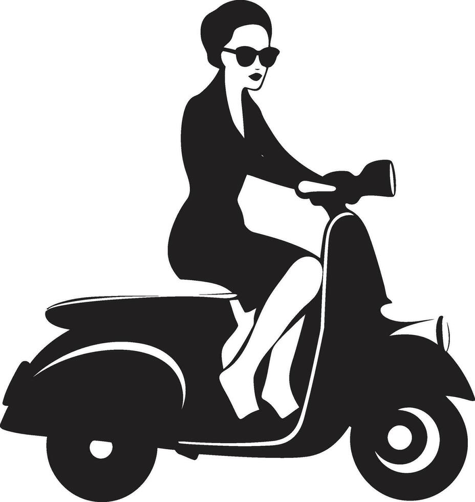 corsa in strada alla moda scooter icona emblema viaggiourbanchic nero scooter design vettore