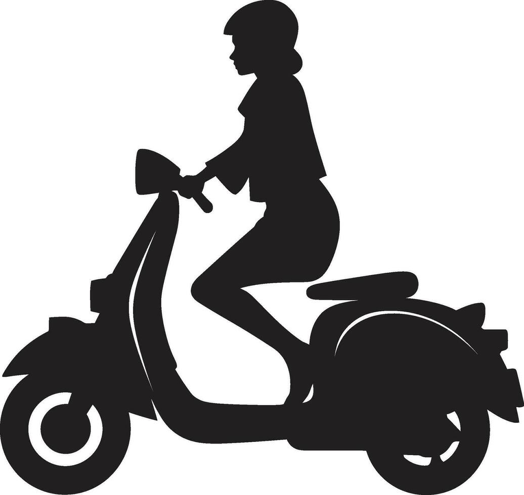 paesaggio urbano scooterista scooter donna design la metropolitana scivolare nero vettore simbolo