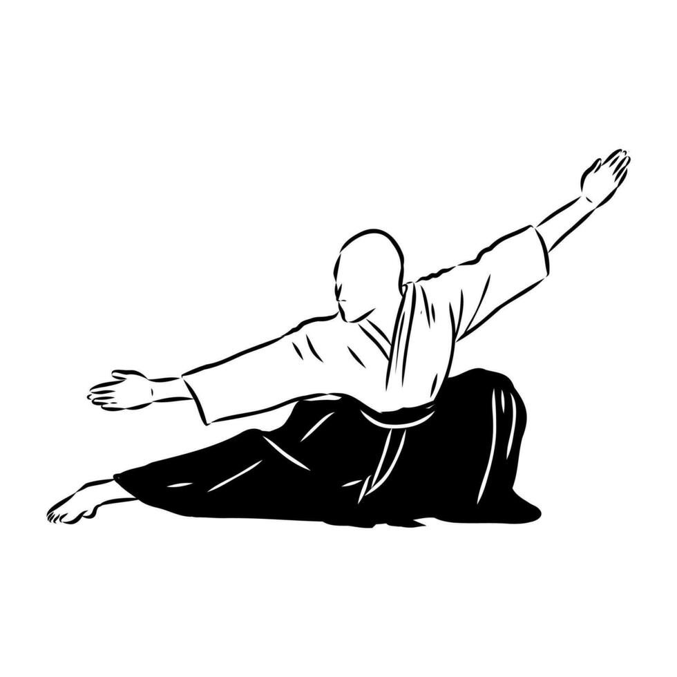 combattente aikido vettore schizzo