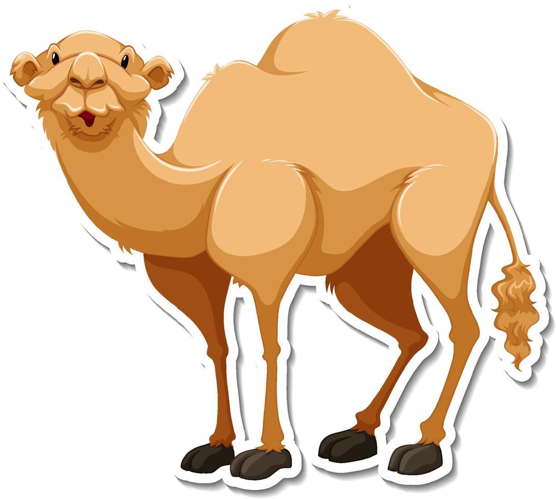 un modello di adesivo del personaggio dei cartoni animati di cammello vettore