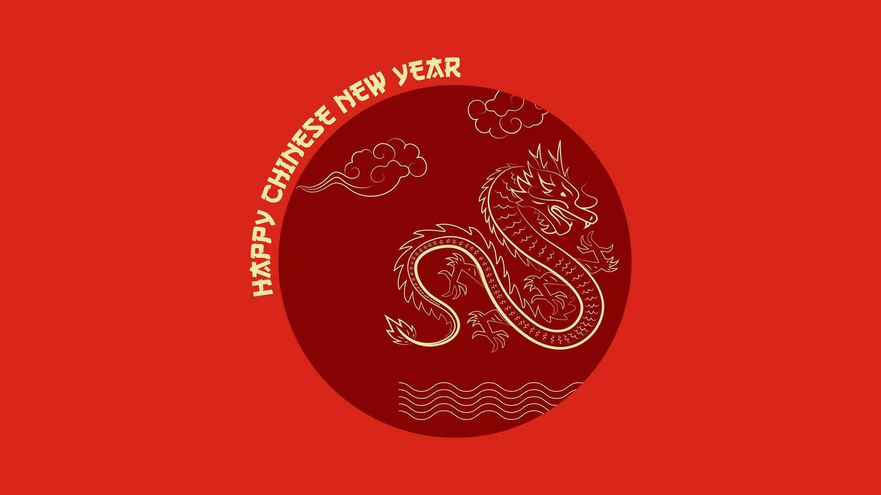 Cinese nuovo anno sfondo vettore . Cinese d'oro Drago, cerchio modello, lunare nuovo anno vacanza decorazione vettore. orientale cultura tradizione illustrazione