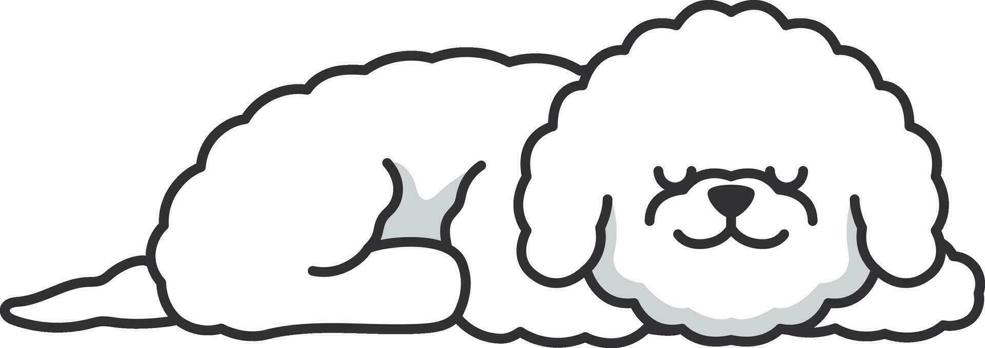 carino bichon cane addormentato icona nel schema stile isolato su bianca sfondo. animale simbolo azione vettore illustrazione.