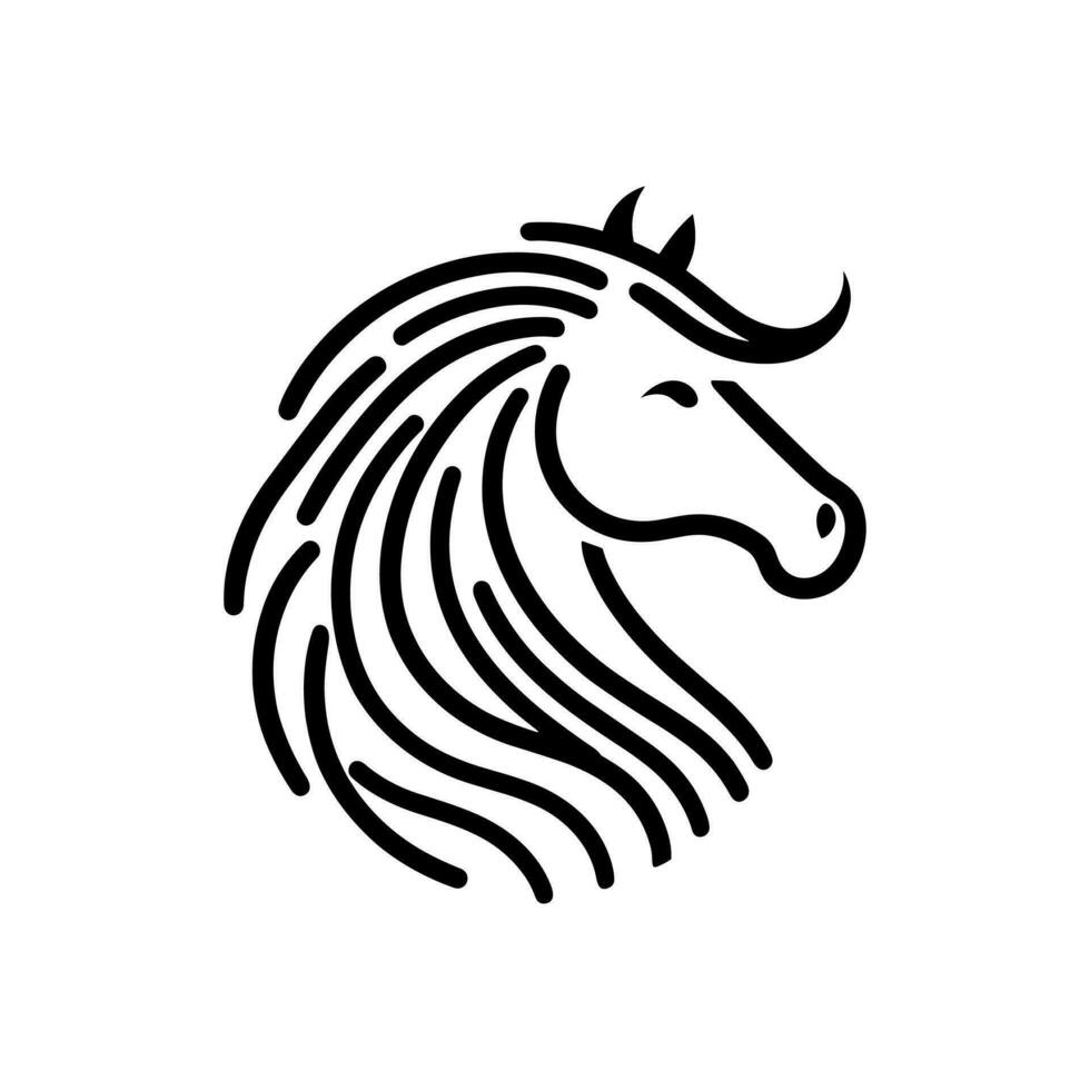 cavallo linea arte logo vettore icona design