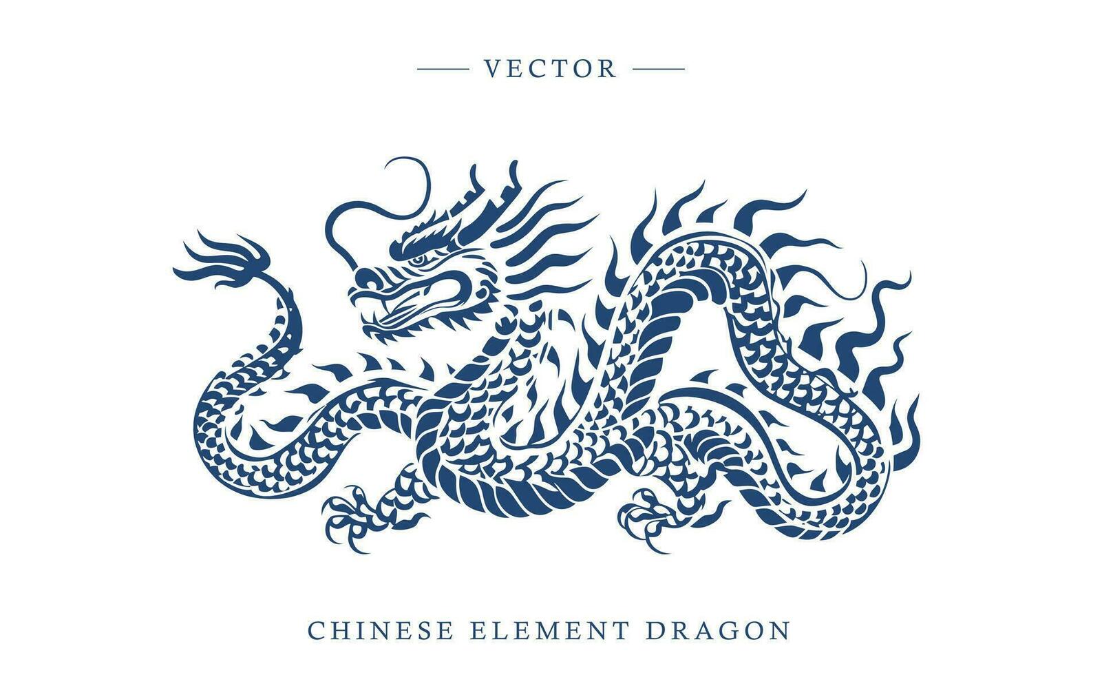 blu e bianca porcellana Cinese Drago modello vettore