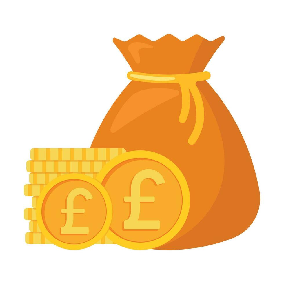 Britannico libbra i soldi Borsa icona animato cartone animato vettore illustrazione
