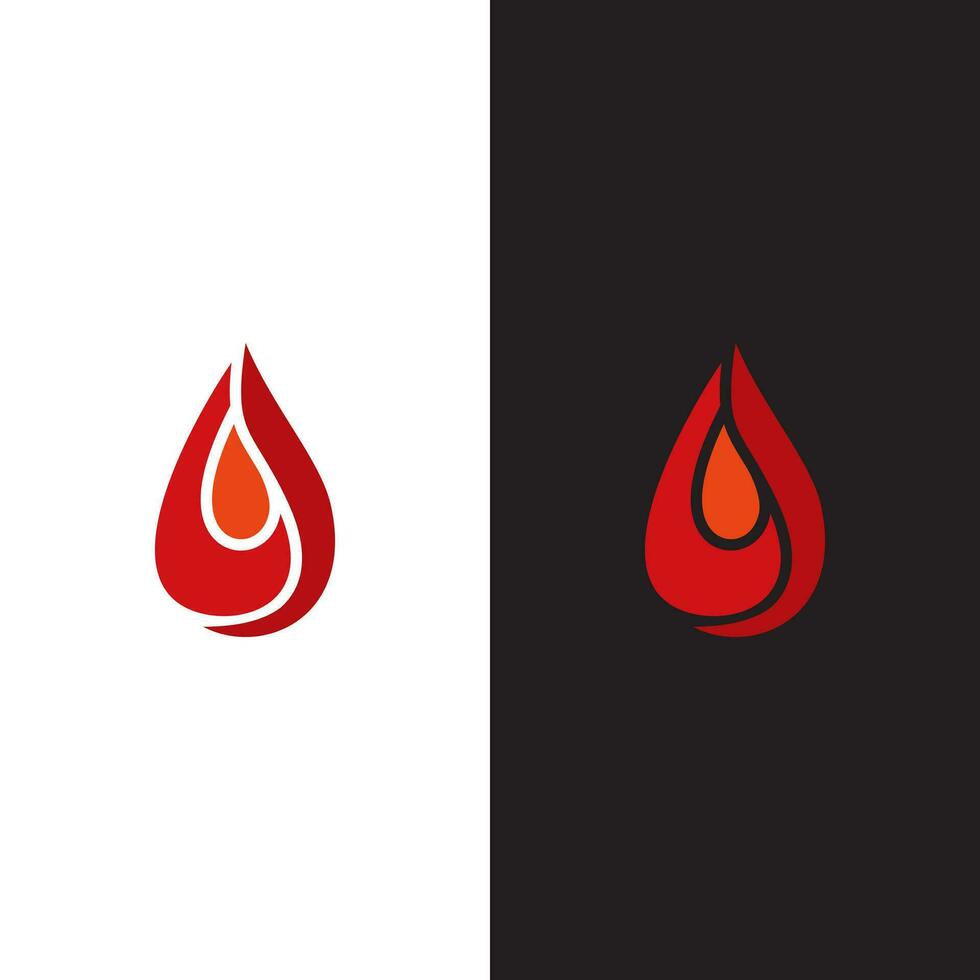 un' rosso e nero logo con un' far cadere di sangue o fuoco vettore