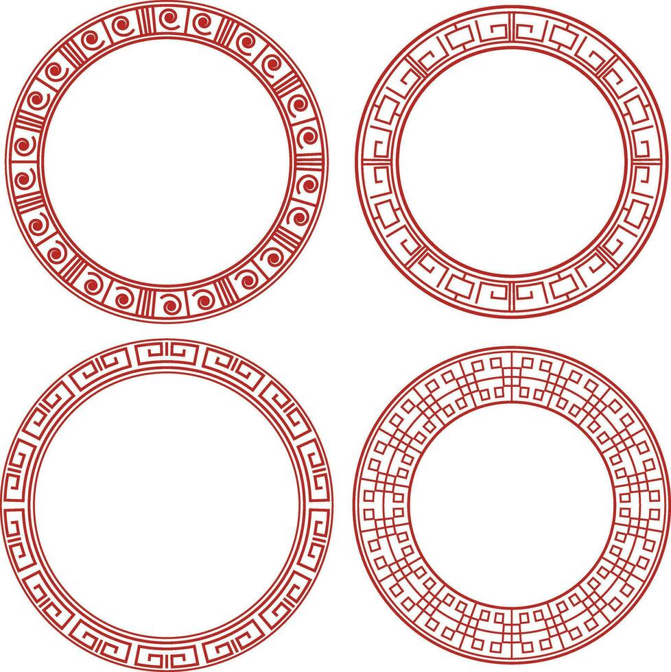 impostato di Cinese cerchio telaio. isolato su bianca sfondo. vettore illustrazione