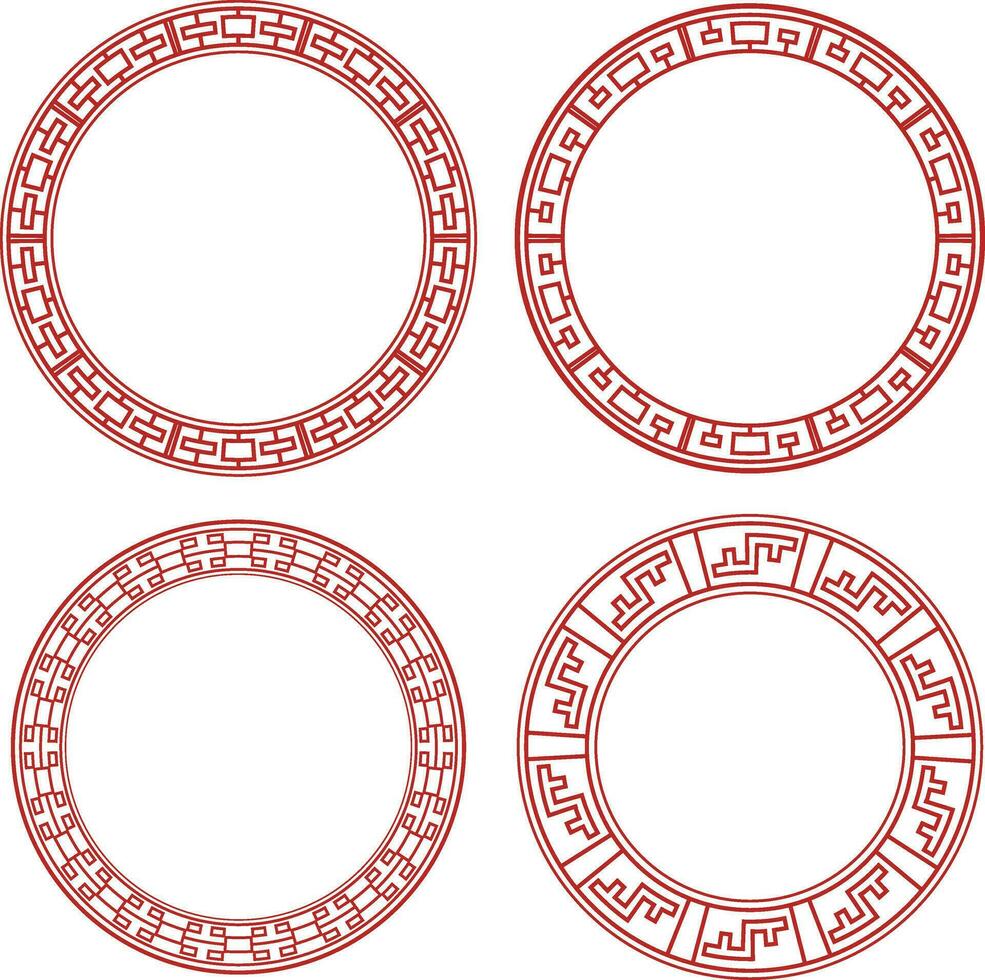 impostato di Cinese cerchio telaio. isolato su bianca sfondo. vettore illustrazione