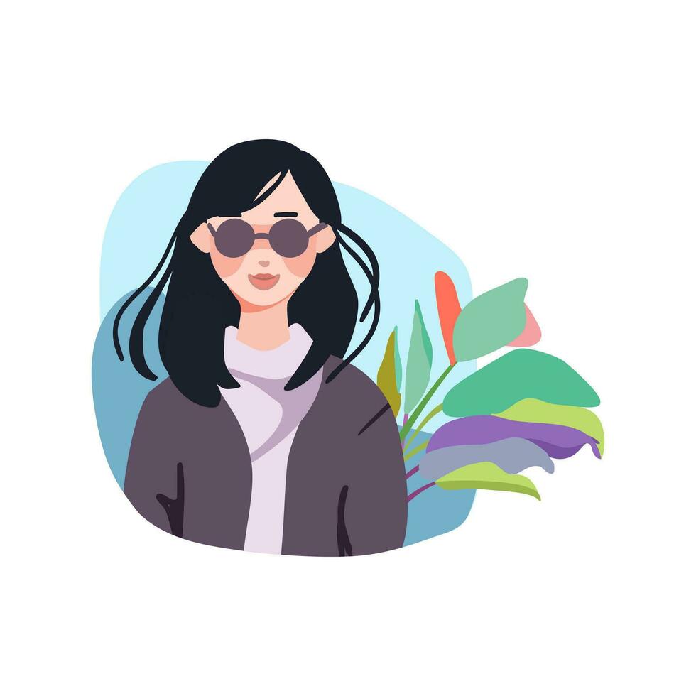 il giro avatar realistico ragazza nel occhiali da sole vettore