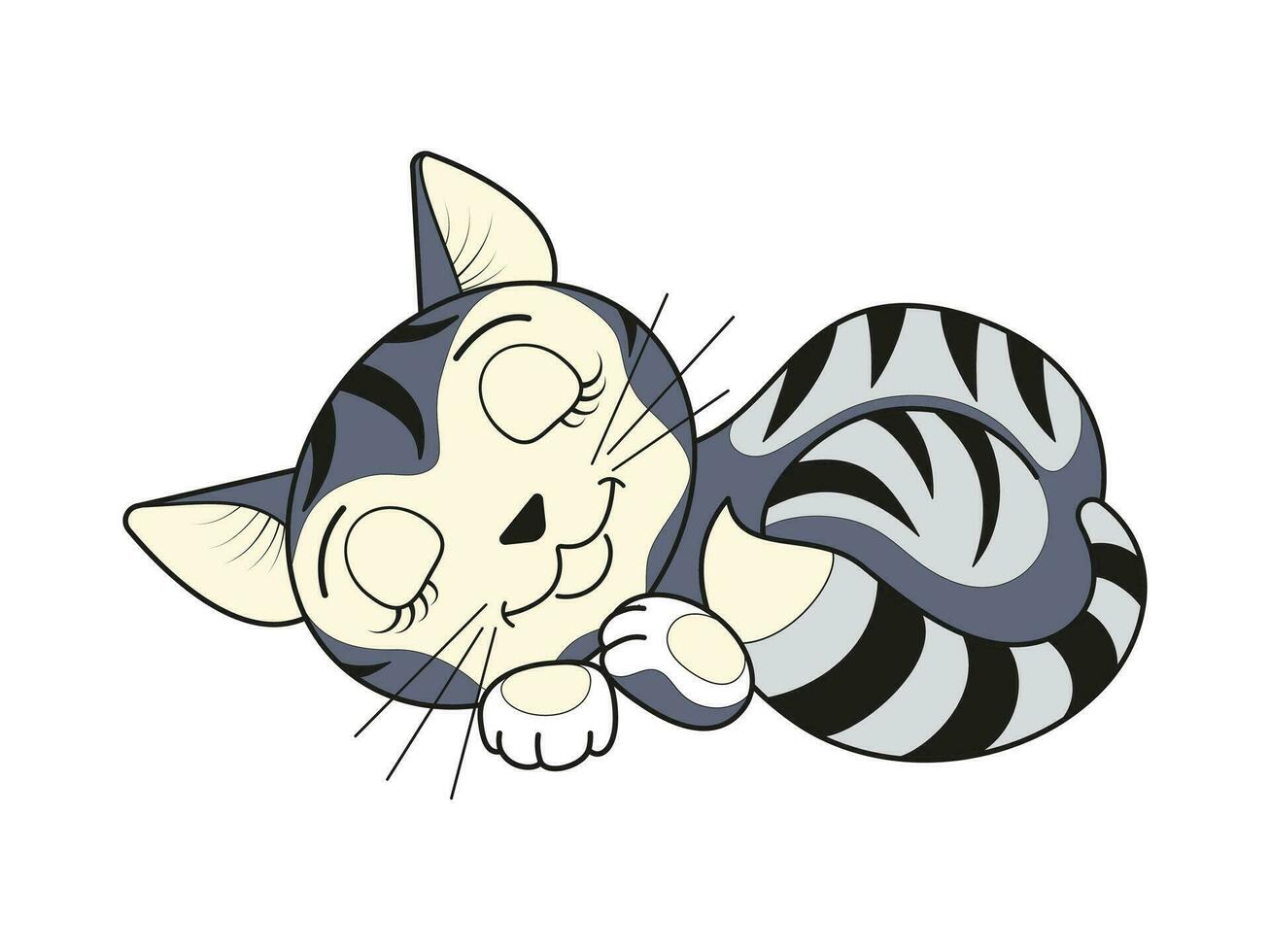 divertente addormentato carino gatto. cartone animato vettore illustrazione
