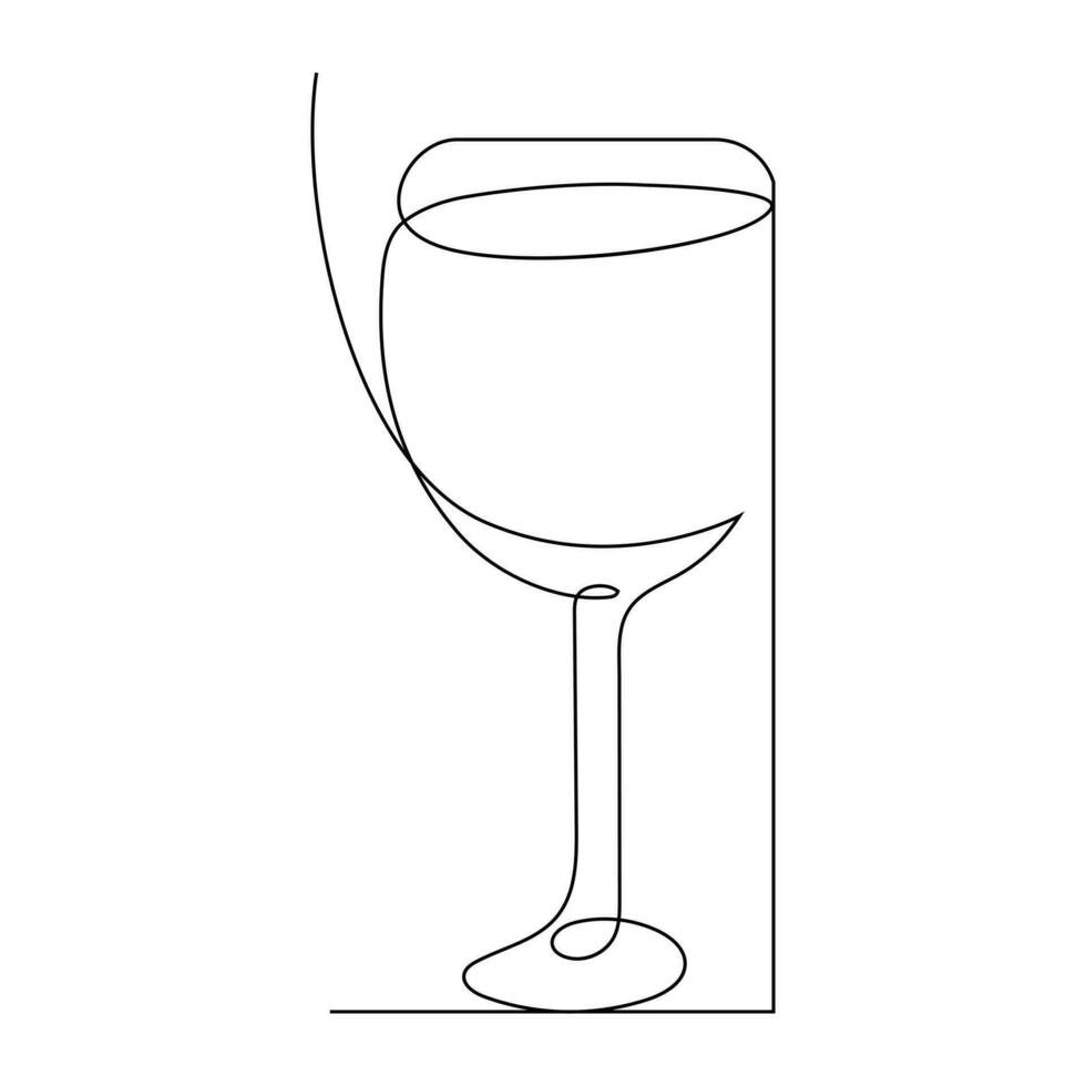 vettore continuo uno linea disegno di vino bicchiere migliore uso per logo, poster, striscione e sfondo