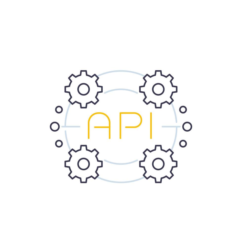 icona API, interfaccia di programmazione dell'applicazione, integrazione software, vettore di linea