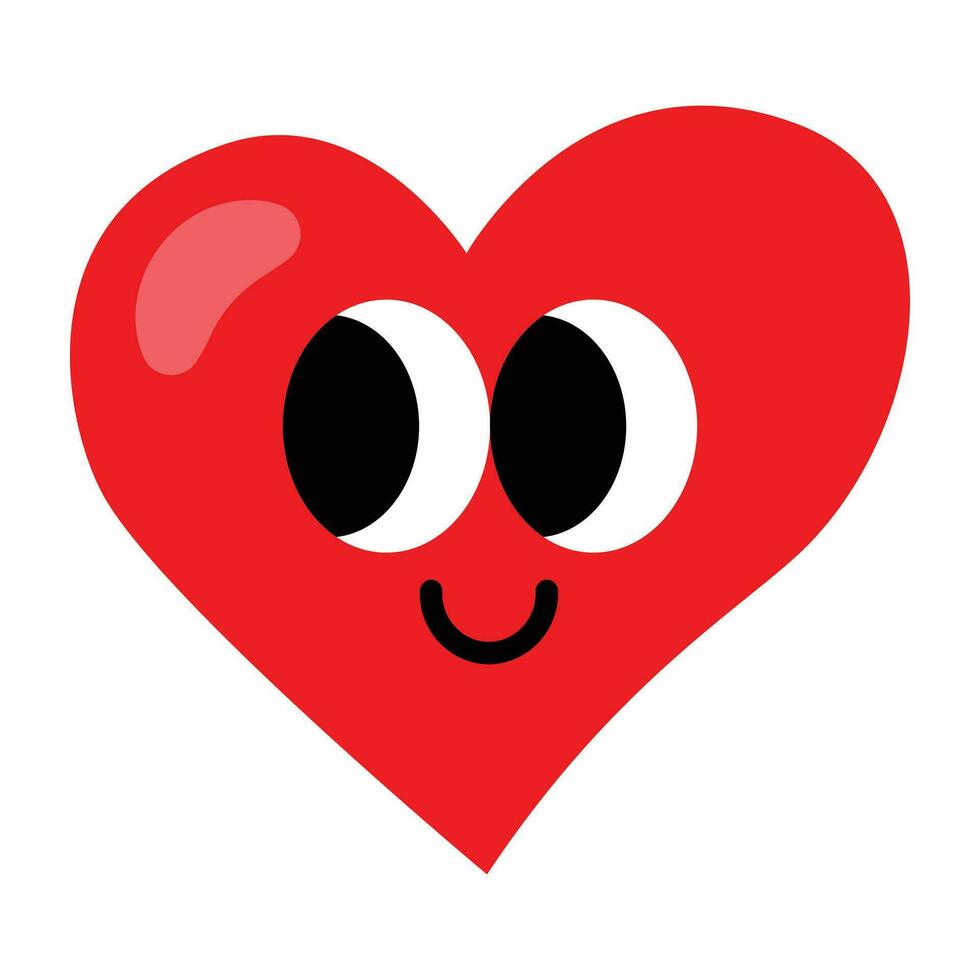 kawaii rosso cuore cartone animato icona. vettore