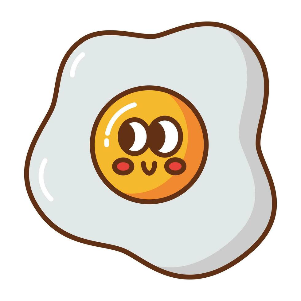 kawaii fritte uovo cartone animato icona. vettore
