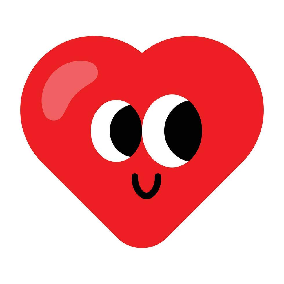 kawaii rosso cuore cartone animato icona. vettore