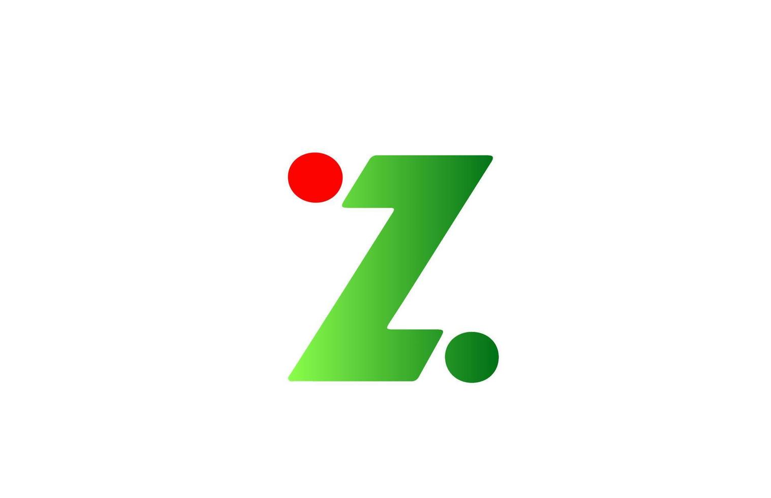 icona del logo della lettera dell'alfabeto verde rosso z. design sfumato per azienda e affari vettore