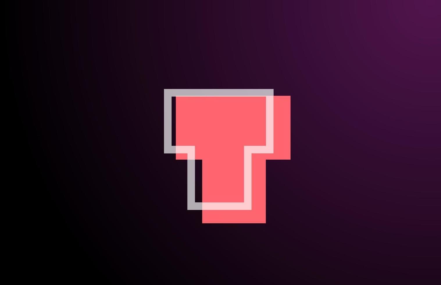 icona del logo della lettera dell'alfabeto della linea t geometrica nera rosa per l'azienda. design dalla linea semplice per aziende e affari vettore
