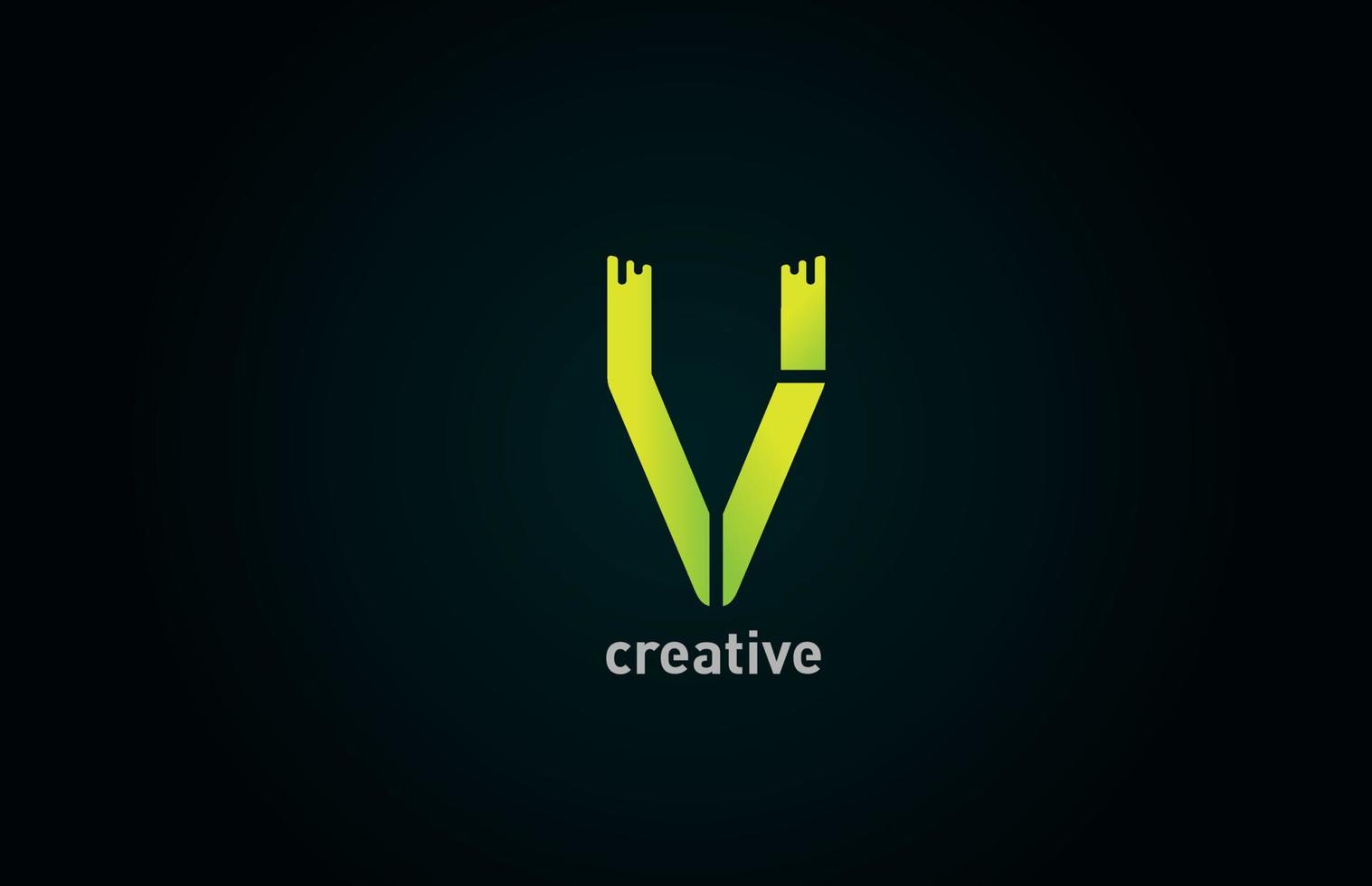 creativo v verde lettera alfabeto logo icona design per azienda e business vettore