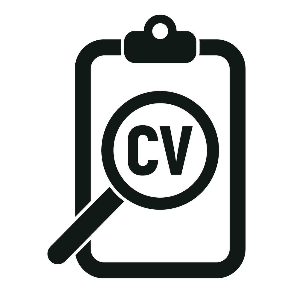 CV appunti ricerca icona semplice vettore. curriculum vitae azienda vettore