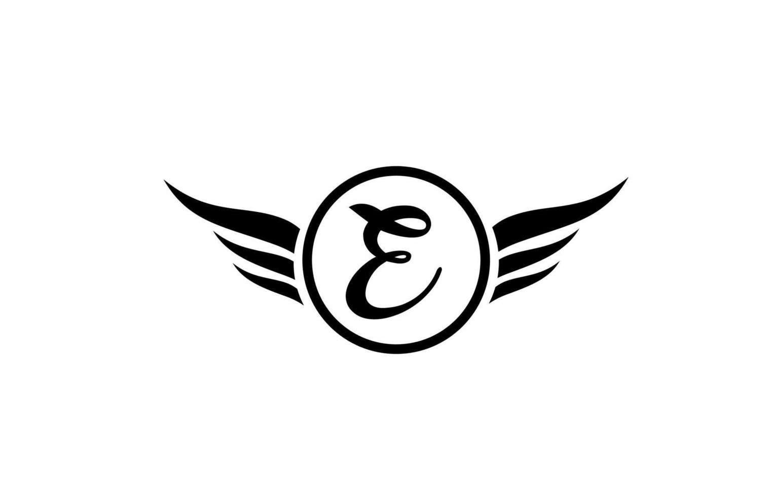 bianco e nero e ala ali alfabeto lettera logo icona con cerchio per il design e il business dell'azienda vettore