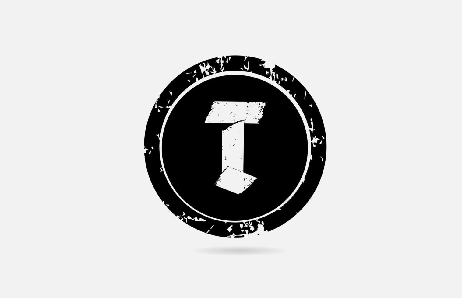 modello di icona logo lettera alfabeto vintage t in bianco e nero. design creativo per azienda e business vettore