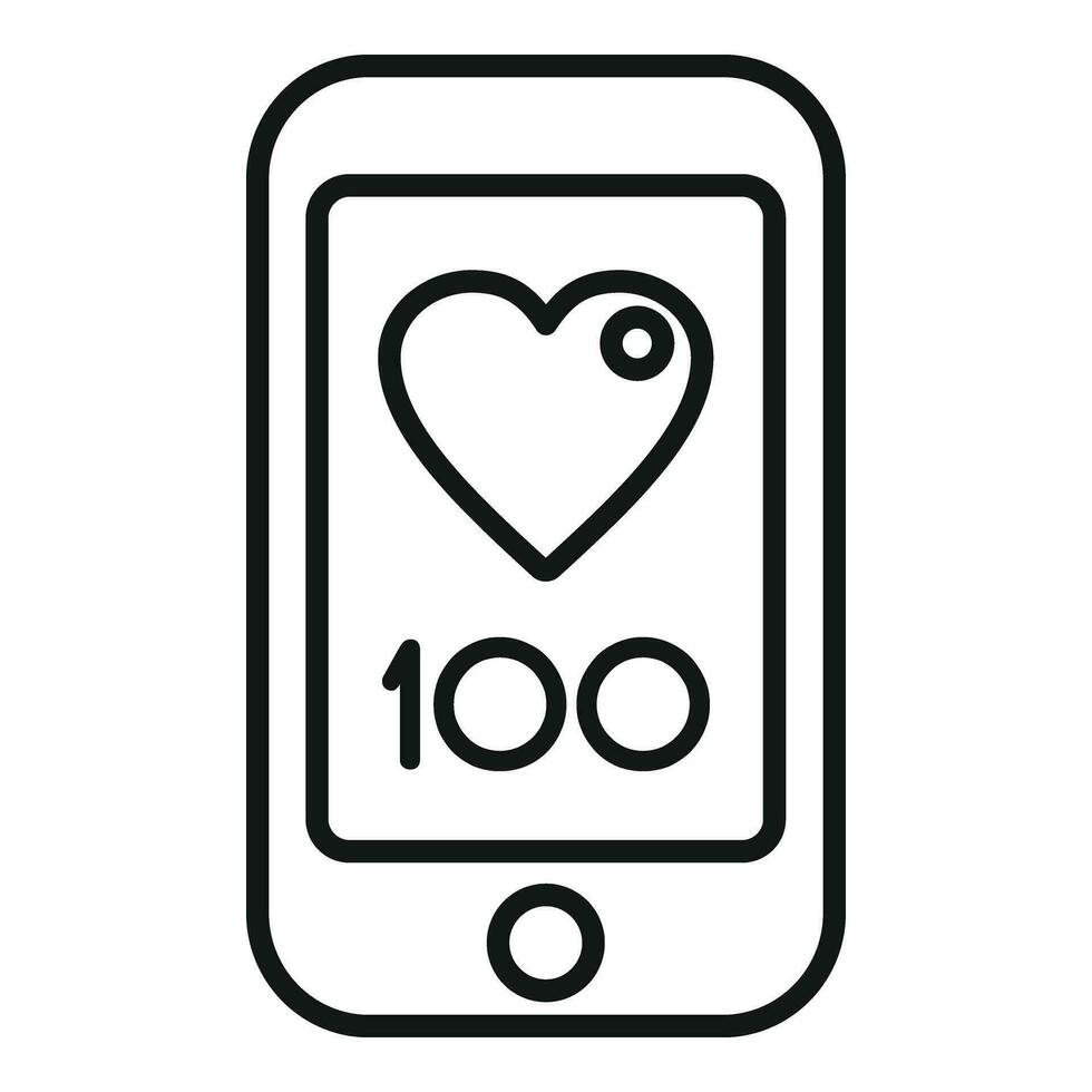 smartphone cuore Vota icona schema vettore. salutare urto vettore
