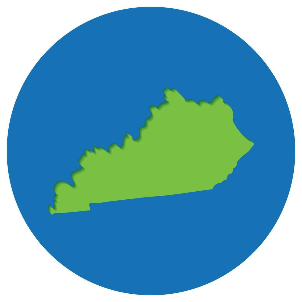 Kentucky stato carta geografica nel globo forma verde con blu cerchio colore. carta geografica di il noi stato di Kentucky. vettore