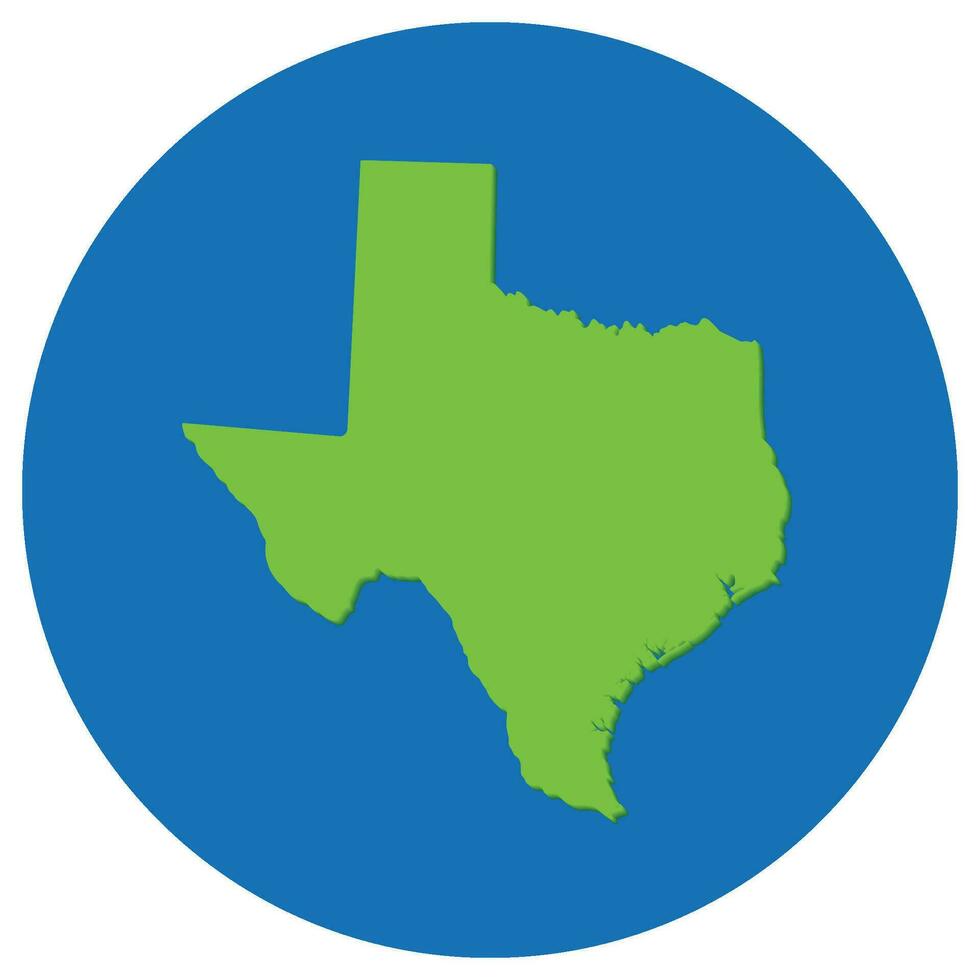 Texas stato carta geografica nel globo forma verde con blu il giro cerchio colore. carta geografica di il noi stato di Texas. vettore