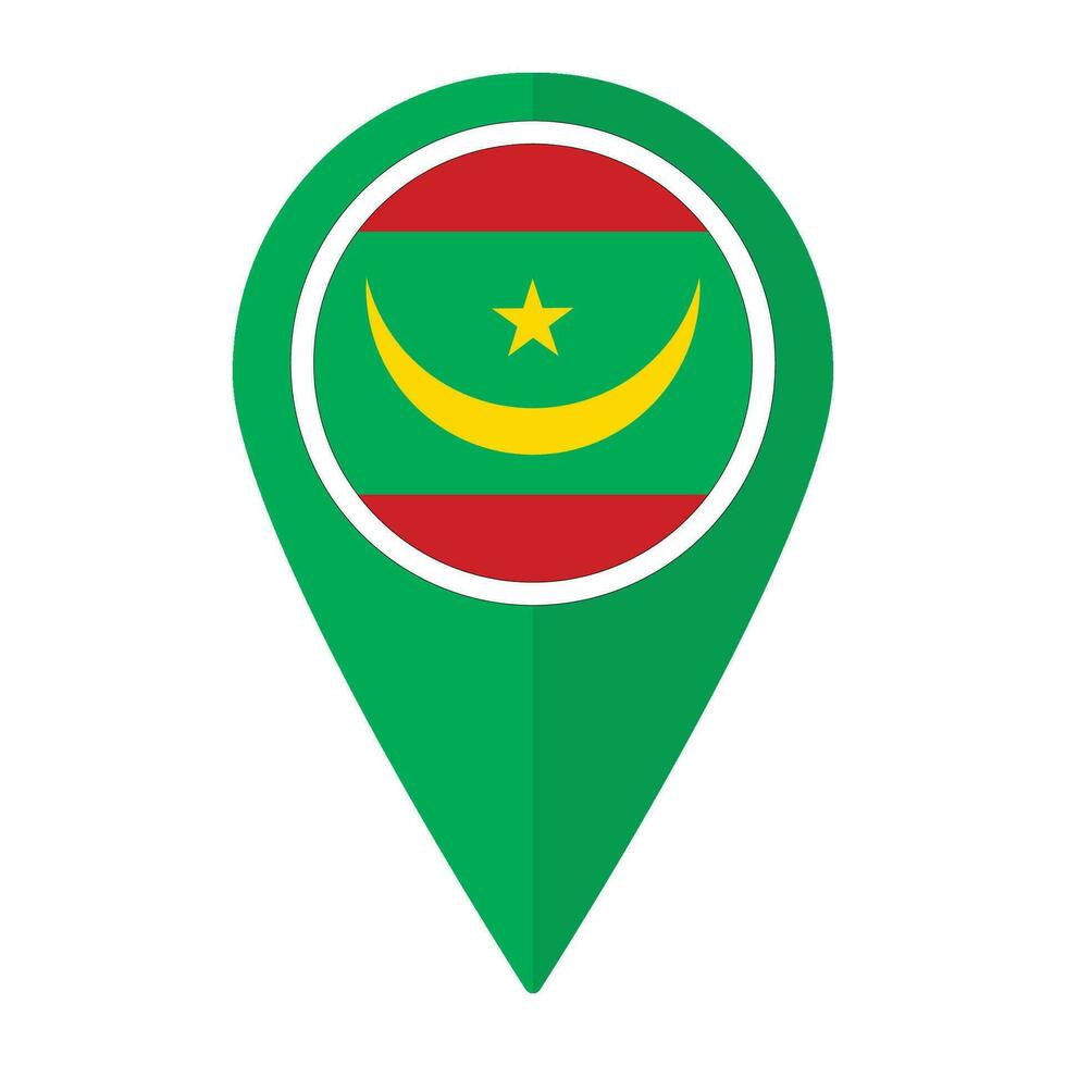 mauritania bandiera su carta geografica Pinpoint icona isolato. bandiera di mauritania vettore