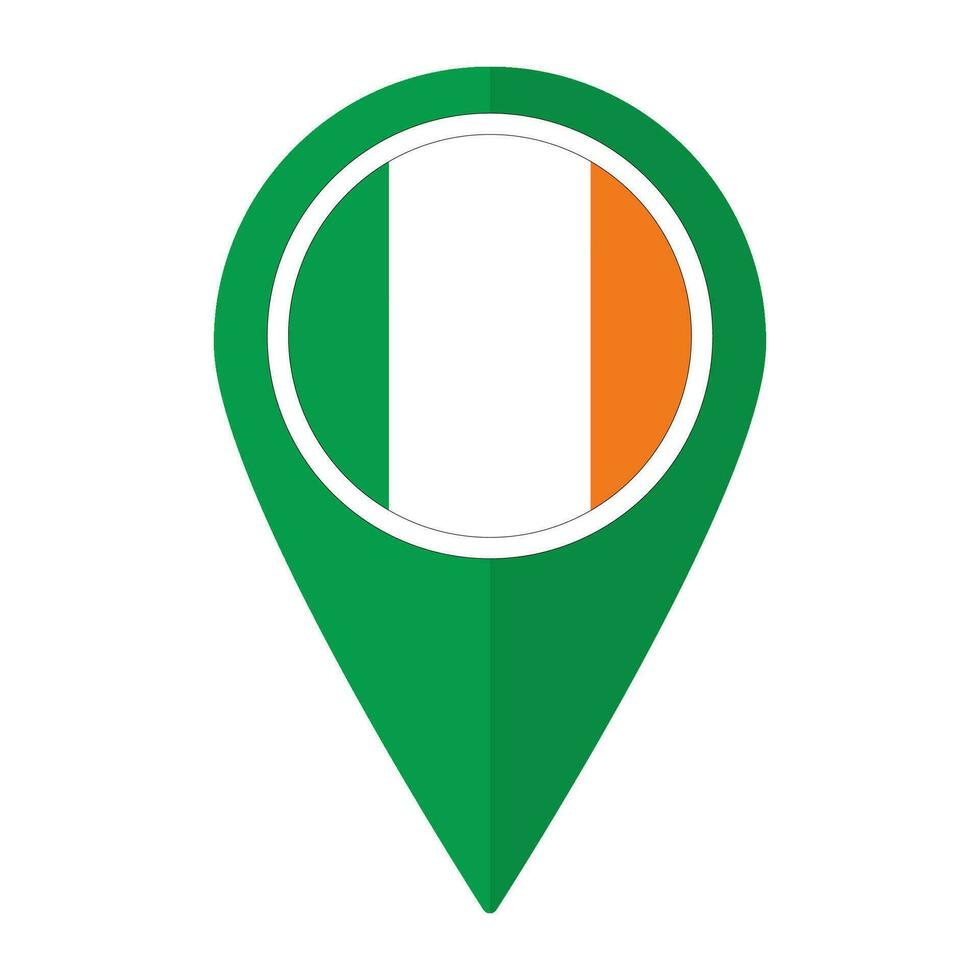 Irlanda bandiera su carta geografica Pinpoint icona isolato. bandiera di Irlanda vettore