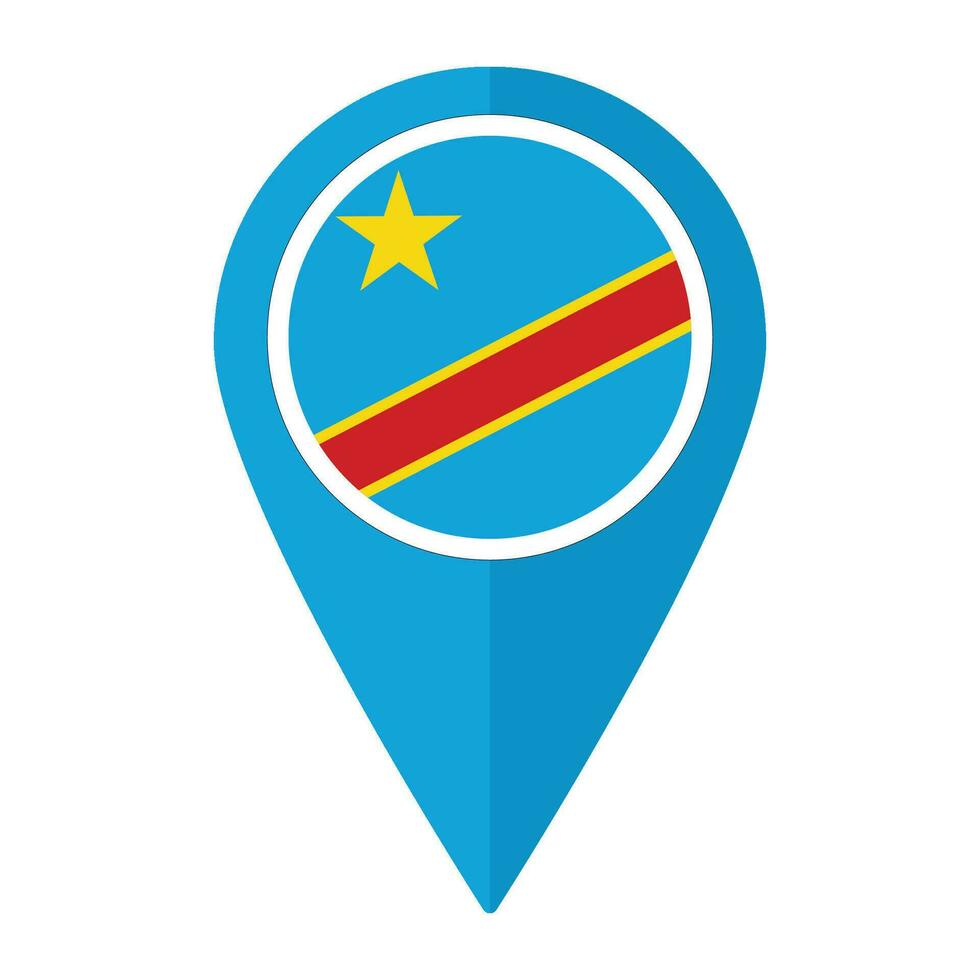 democratico repubblica di il congo bandiera su carta geografica Pinpoint icona isolato. vettore