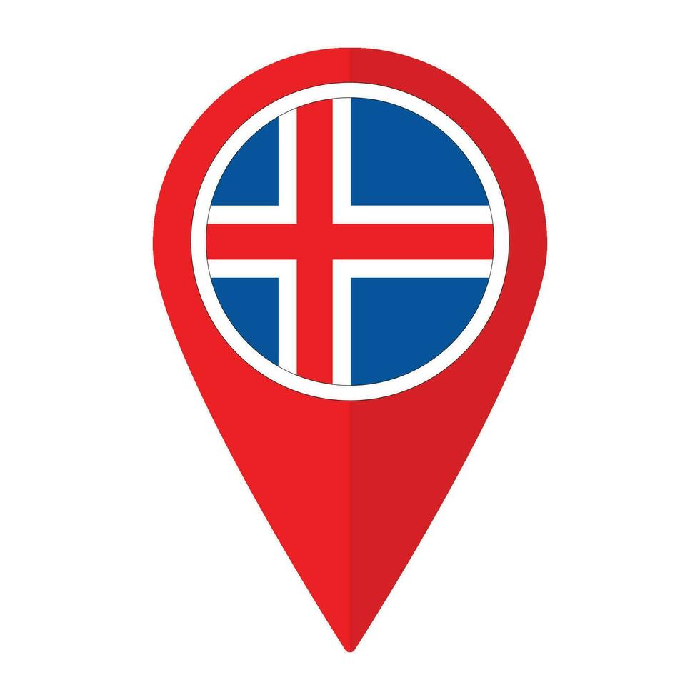 Islanda bandiera su carta geografica Pinpoint icona isolato. bandiera di Islanda vettore