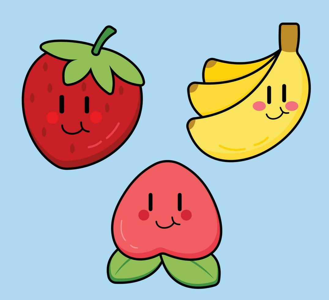 carino cartone animato frutta vettore arte. semplice e divertimento design per bambini