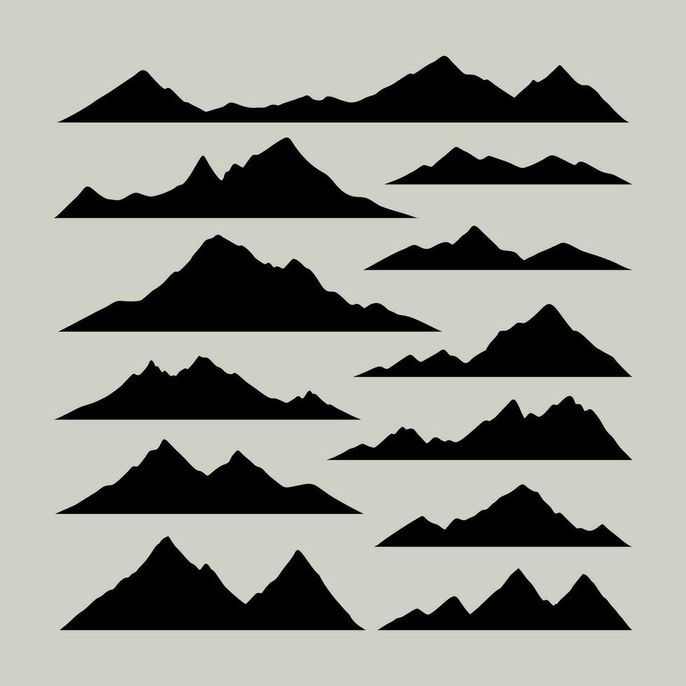 impostato di montagne con il sagome di montagne montagna icone impostato vettore