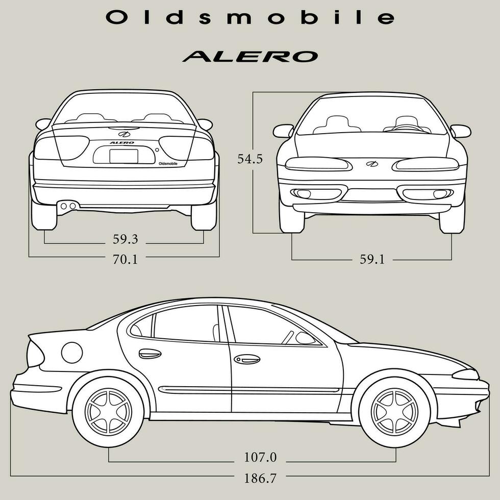 2001 oldsmobile alero auto planimetria vettore