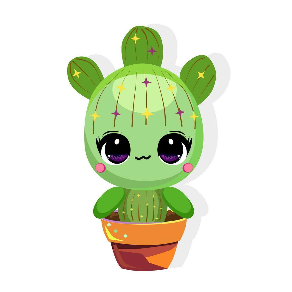 kawaii cactus bambino vettore