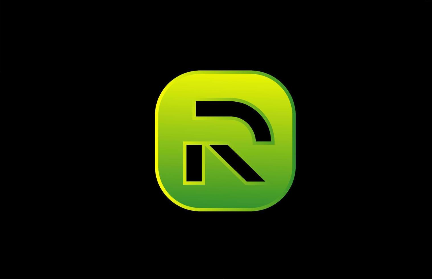 verde nero r alfabeto lettera logo icona design per affari e società vettore