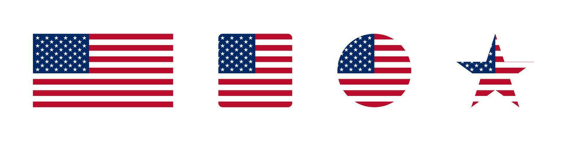 Stati Uniti d'America bandiera icona. americano bandiera segni. noi nazionale simbolo. patriottico emblema simboli. patriota di nazione icone. piatto colore. vettore isolato cartello.