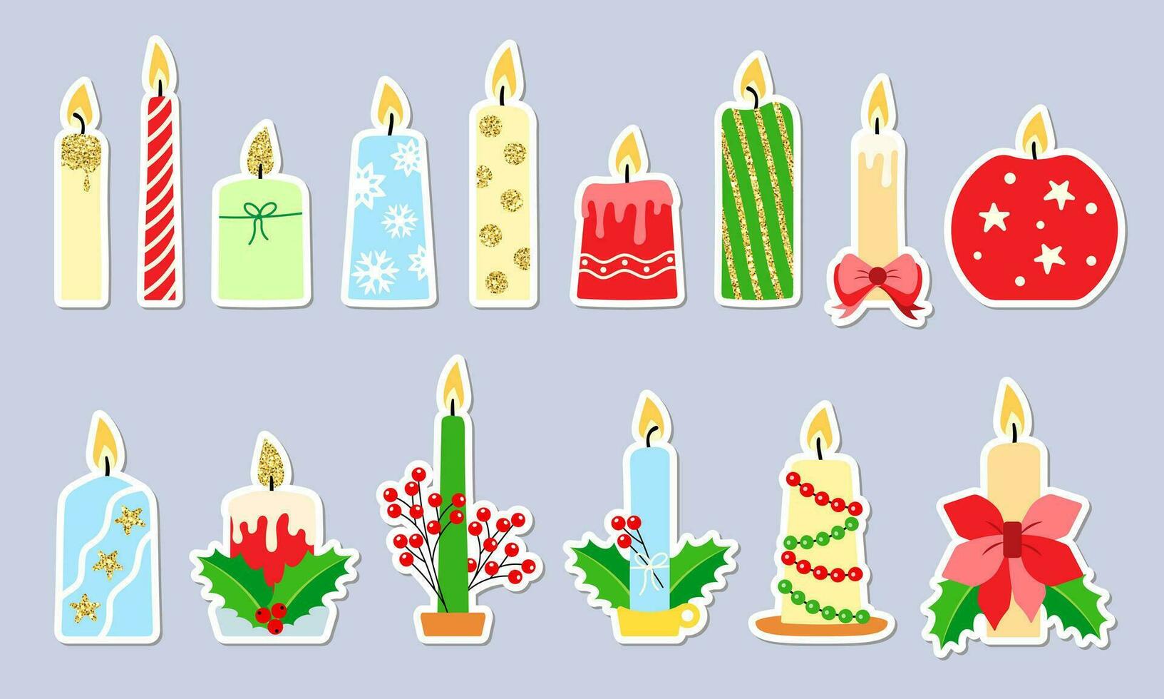 Natale candela etichetta impostare. un' festivo etichetta icona con un' candela collezione vettore