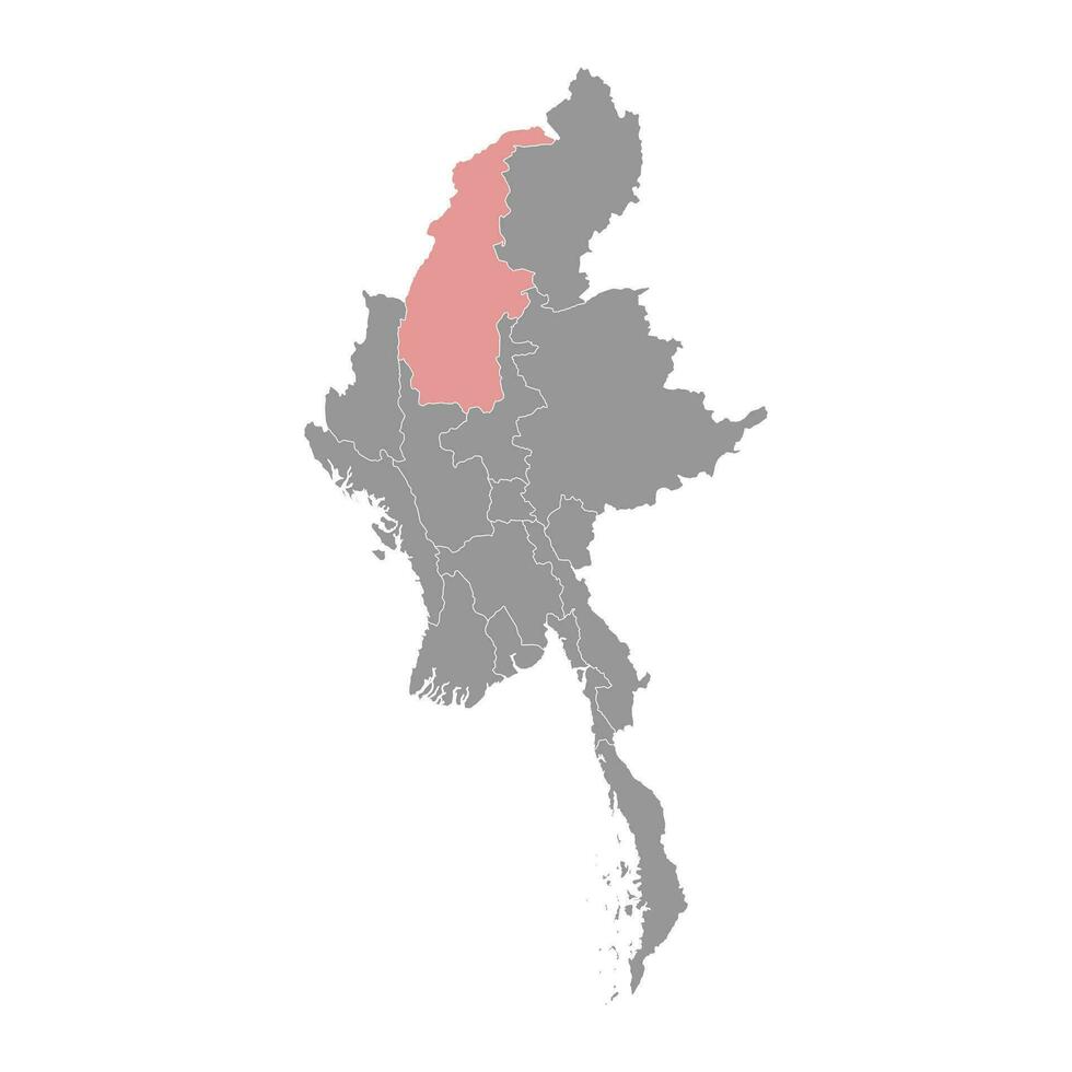 sagando stato carta geografica, amministrativo divisione di Myanmar. vettore illustrazione.