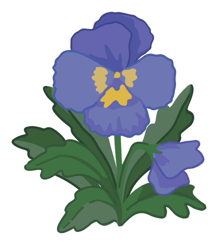 viole del pensiero scarabocchio. primavera tempo fiore clipart. cartone animato vettore illustrazione isolato su bianca sfondo.