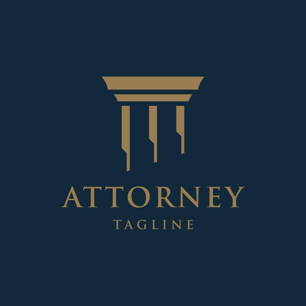 astratto logo design di lusso colonna antico edificio per avvocato, legge, Università e Museo. vettore