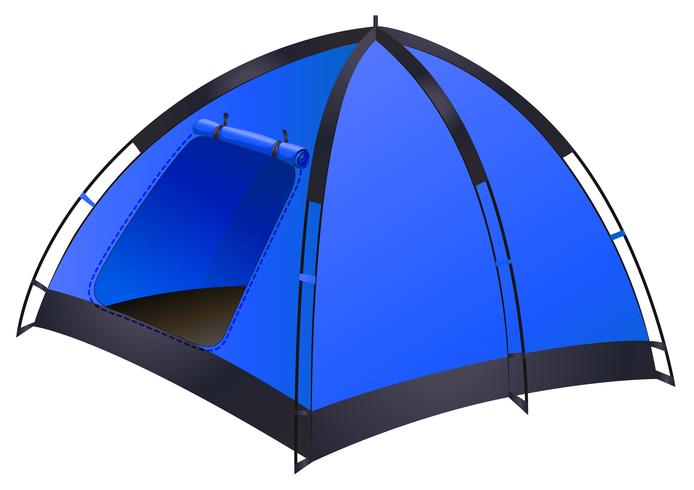 Tenda da campeggio blu su bianco vettore