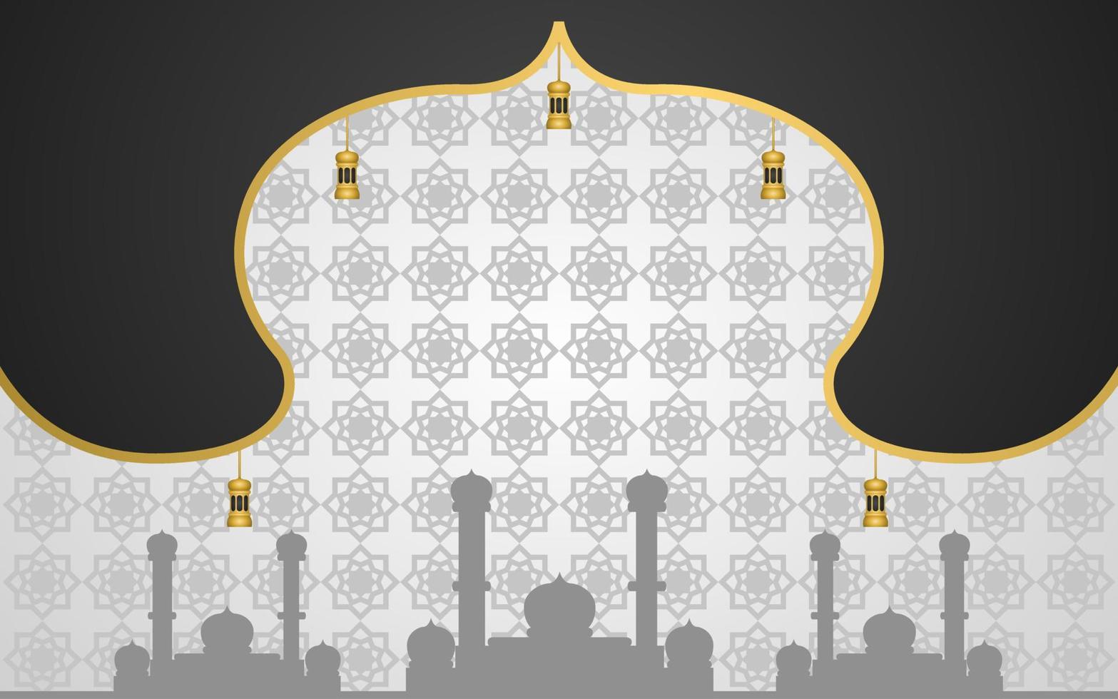 disegno di sfondo islamico di colore nero. disegno dell'illustrazione della moschea. vettore