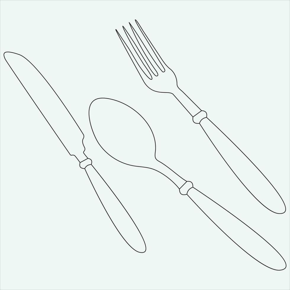 uno linea mano disegnato cucchiaio schema vettore illustrazione arte